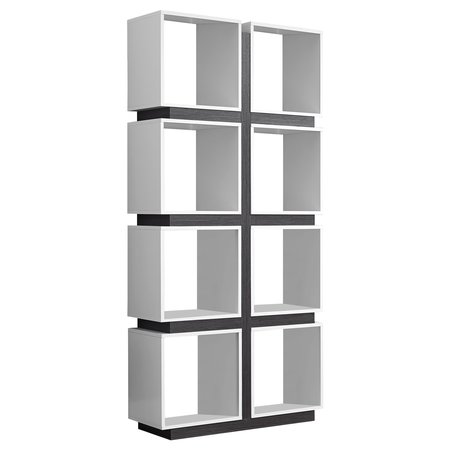 MONARCH SPECIALTIES Bookshelf, Bookcase, Etagere, 5 Tier, 71"H, Office, Bedroom, Laminate, White, Grey, Contemporary I 7076